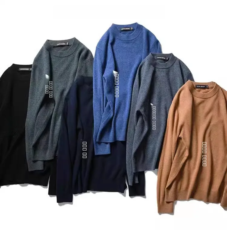 

Мужской классический вязаный свитер с круглым вырезом, 6 цветов, универсальный, легкий, роскошный, для повседневной носки, комфортный, с длинными рукавами
