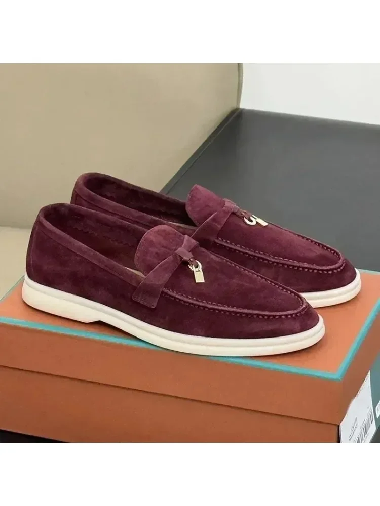 Casual modekleding Vintage schoenen, mocassins met platte hak voor dames, platte schoenen voor heren en dames, gebroken witte schoenen - afbeelding 2