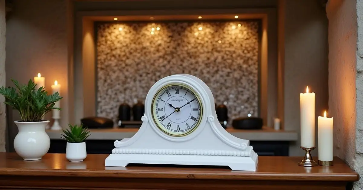 Mantel Clocks, Battery Operated, Silent Wood Table Clock with Westminster Chimes On The Hour, Solid Wooden Shelf Chiming Mantle