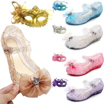 סנדלי פיות נוצצים לנערות ליל כל הקדושים מלכת השלג elsa מלכה elsa ble runzel מסיבת להתלבש עד נעלי עקב גבוה נעלי עקב