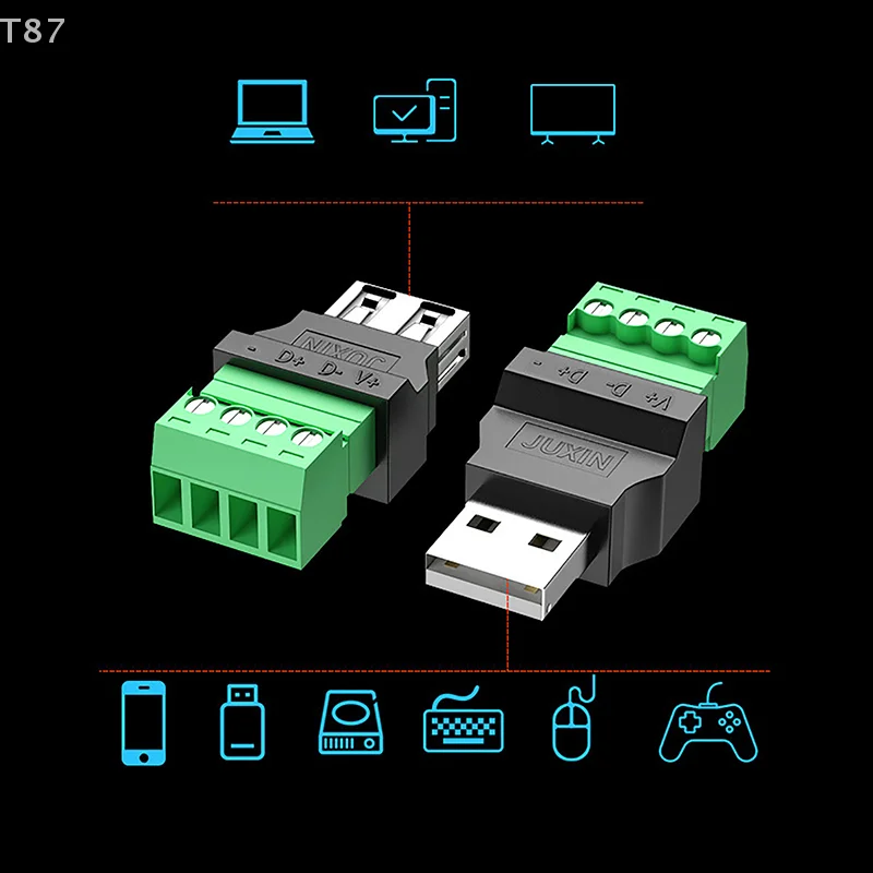 USB 2.0 محول موصل جاك نوع-A 4-pin ذكر/أنثى التوصيل 4 دبوس 4 دبوس المسمار محطة التوصيل نوع أ USB موصل USB التوصيل #5