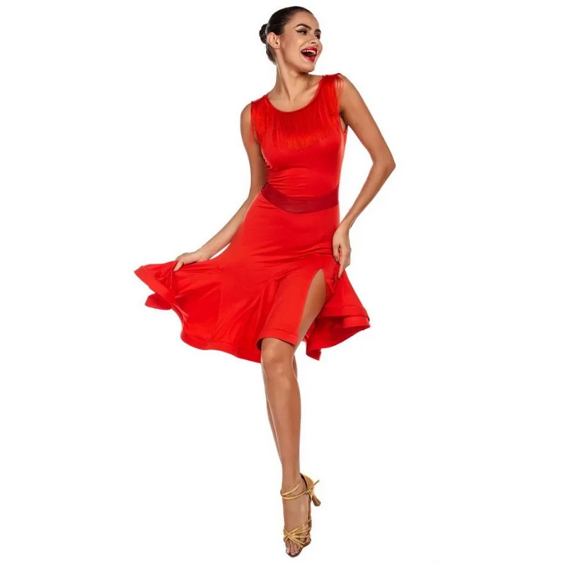 Irregular hem Latin dance suit, European and American women\'s new adult training suit