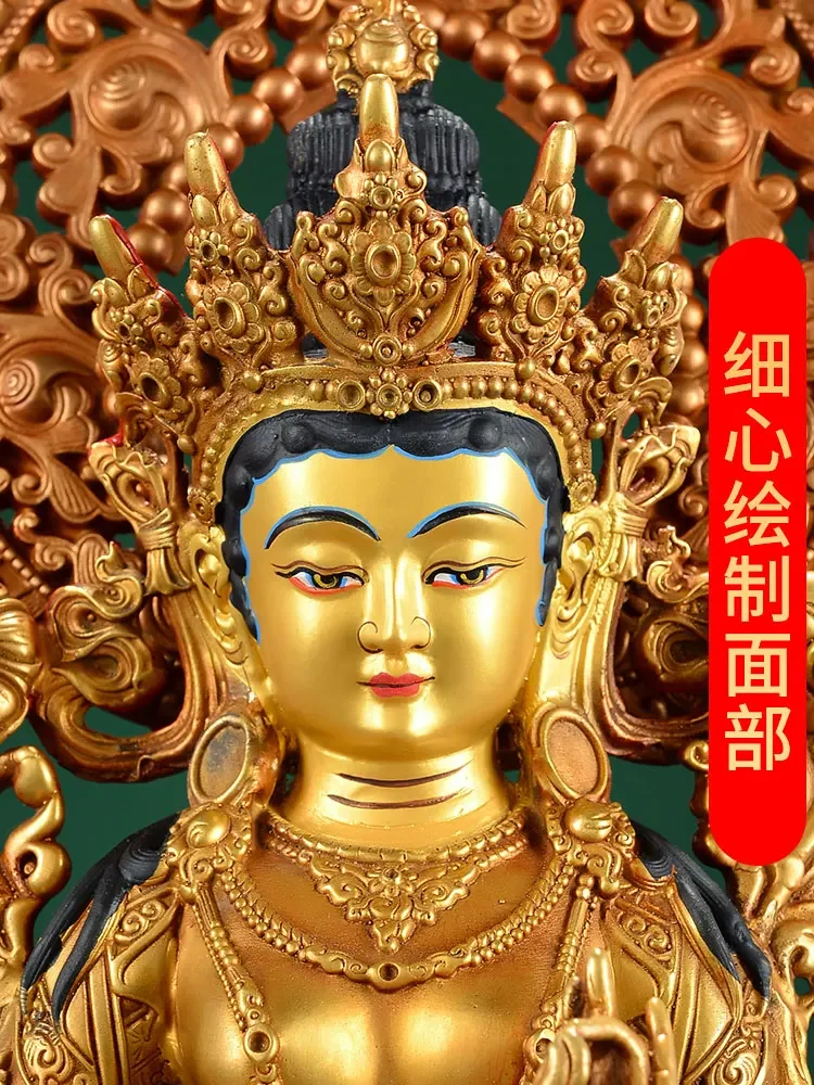 Green Tara Tibet gilt bronze statue one foot five Avalokitesvara decorated Buddha hall brass home