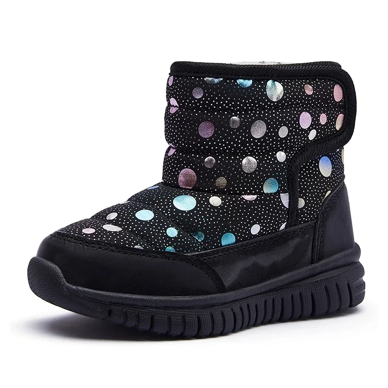 Kids Thermal Boots for Boys Girls Cute Dots Warm Thick Fur Children Winter Snow Boots Anti-skid Soft Light-weight Fashion Boots