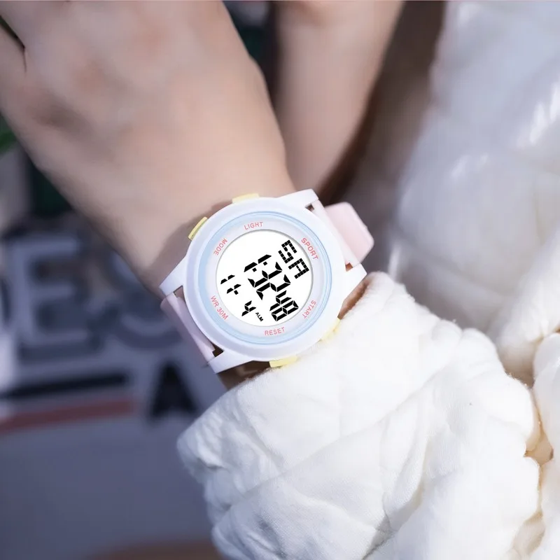 Candy Children's Electronic Watch Student Fashion Sports Nightlight Alarm Clock Female Gift Girl and Boy Relógio Watch for Kids