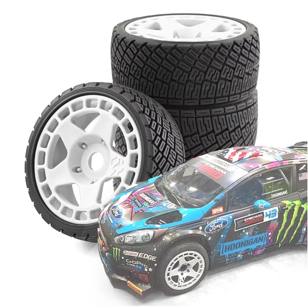 

【Rally Tires】Набор из 4 вездеходных раллийных шин 100 мм + шестигранные диски 17 мм, подходят для Arrma/Traxxas/Redcat и других автомобилей с дистанционным управлением 1/7 1/8, универсальное обновление внедорожников Wr8 Hsp