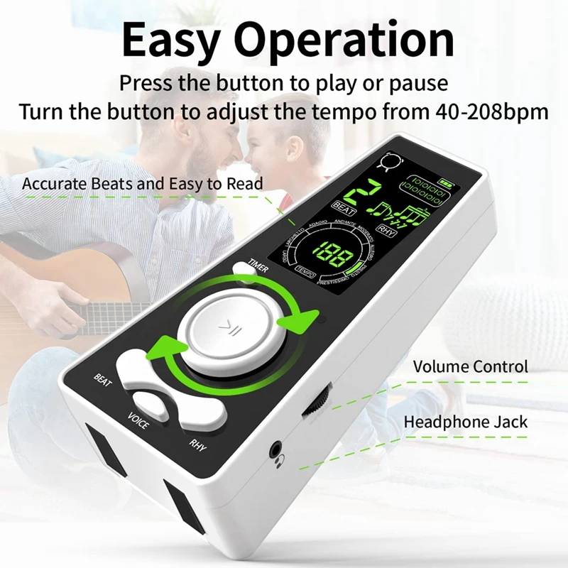 Digital Metronome For Piano Guitar Violin Drum Instruments Volume & Beat Speed Adjustable Smart Universal Musical Tools Durable