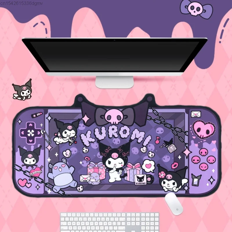 Sanrio Hello Kitty Large Game Mouse Pad Setup Kawaii Kuromi Table Pad Compute Mouse Mat Gamer Stitching Pink Desk Accessorie Mat