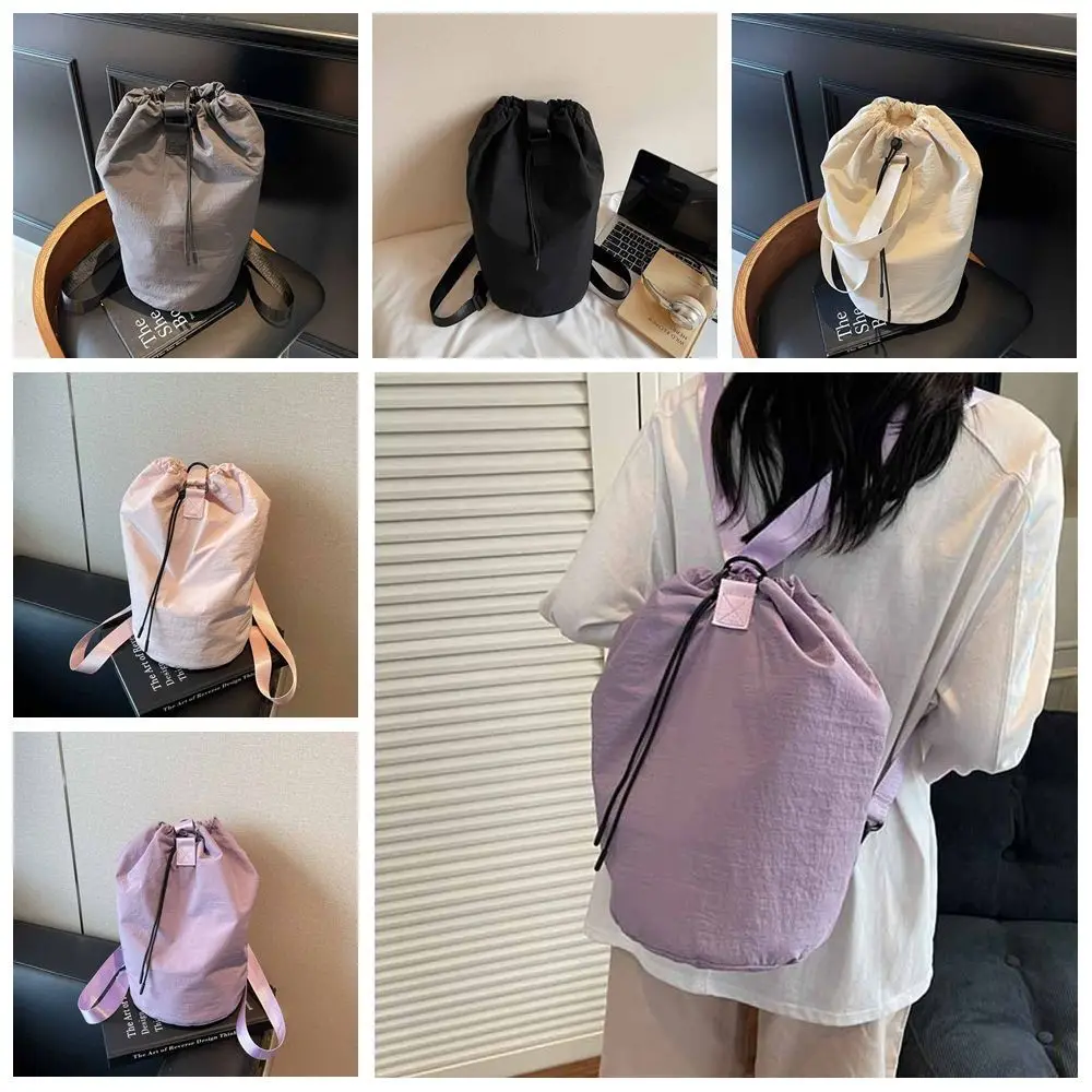 

Large Capacity Sport Racket Storage Backpack Lightweight Solid Color Fitness Shoulder Bag Nylon Tote Bag Drawstring Fitness Bag