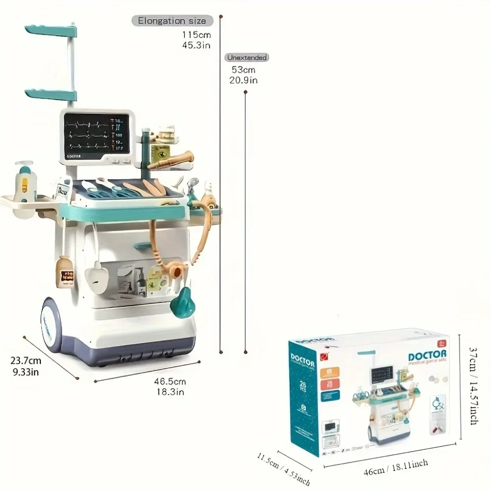 Kit de jouets de médecin, ensemble de jeu de simulation de médecin pour les tout-petits avec stéthoscope de Station médicinale, jeu de rôle, jouet médicinal pour enfants, cadeaux