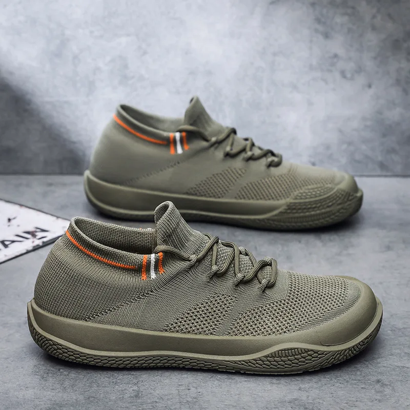 Men's Wide-Toe Knit Sneakers: Mesh, Breathable, Casual, Versatile Fisherman Shoes