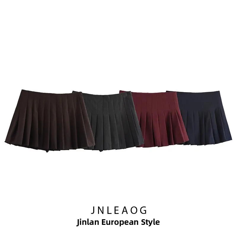 

Неводная широкая плиссированная юбка, брюки с высокой талией, повседневная одежда из полиэфирного волокна, подходит для женщин во время осени 20-х годов, Новое поступление