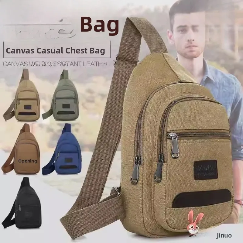 

Casual Canvas Crossbody Bag for Men Leisure Chest Bag Single Shoulder Bag Youth Style Soft Handle Polyester Non-Foldable