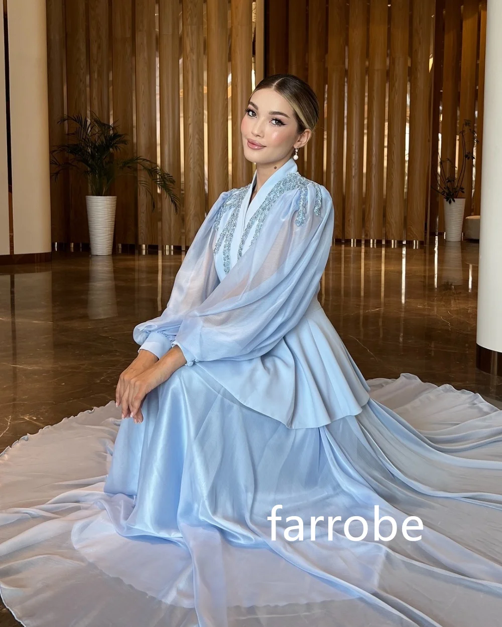 Customized Classic Organza Pleat Button A-line V-neck Long Dresses Evening Dresses Exquisite Modern Style Pastrol Unisex Chinese