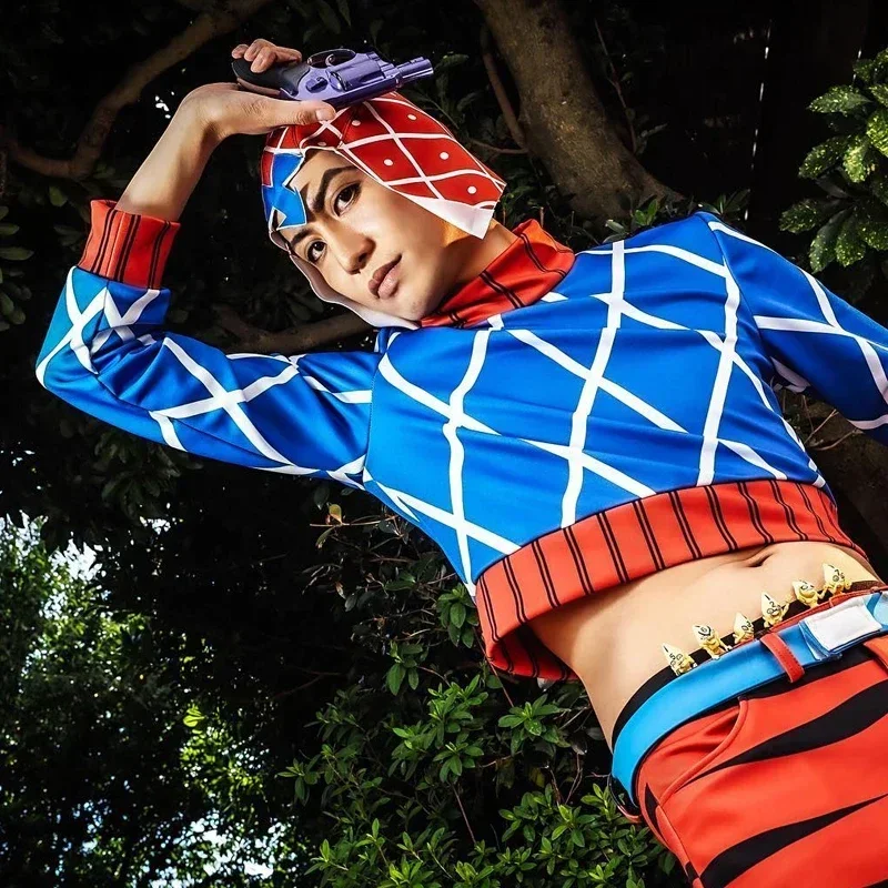 JOJO Bizarre Adventure Косплей Костюм Гвидо Миста Золотой Ветер Аниме Костюмы Хлопок Вязаный Свитер с Высоким Воротником Топы Топ Косплей MN1