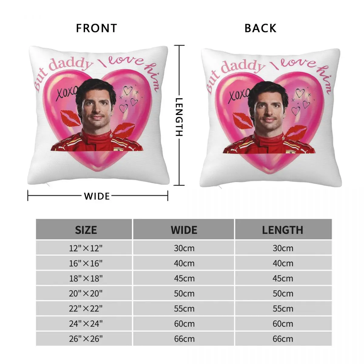 Daddy I Love Carlos Sainz Pillowcase Polyester Linen Velvet Pattern Zip Decor Sofa Seater Cushion Cover 45x45