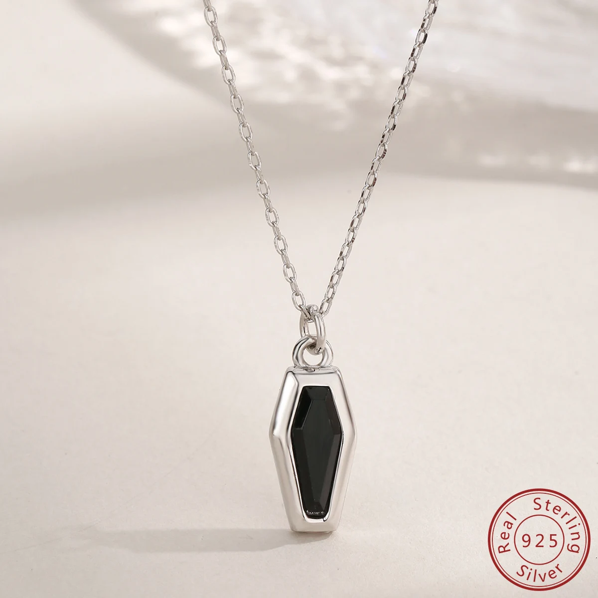 

2023 New European and American Black Agate Vampire Coffin Necklace 100% S925 Sterling Silver Halloween Theme Necklace for Women