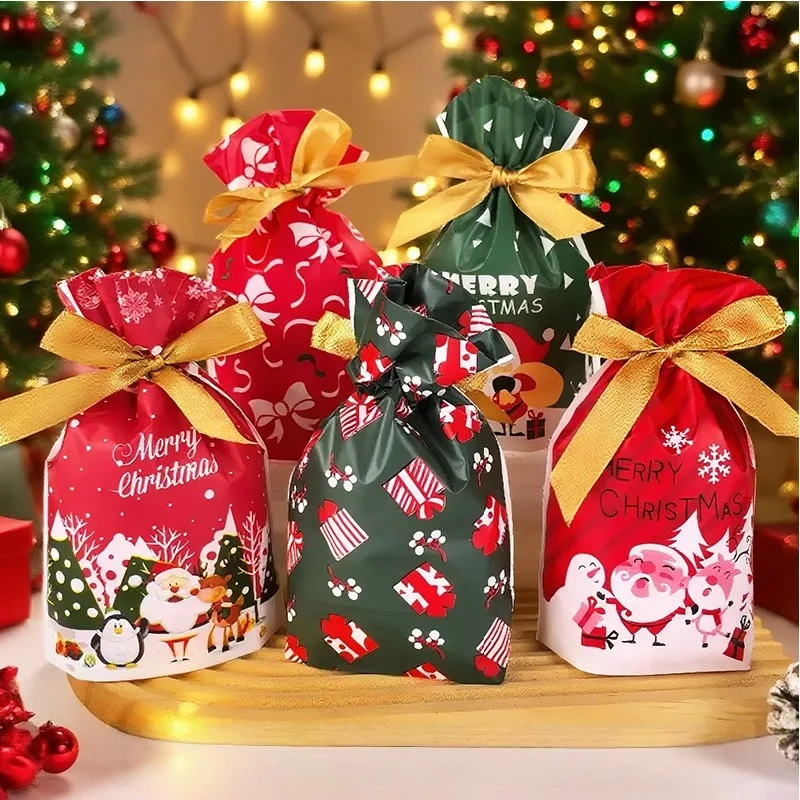 Frohe Weihnachten Süßigkeiten Tasche Santa Geschenk Tasche Schneeflocke Kordelzug Tasche Weihnachtsdekorationen für Zuhause Neujahr 2025, Weihnachtsgeschenke – Detail 10