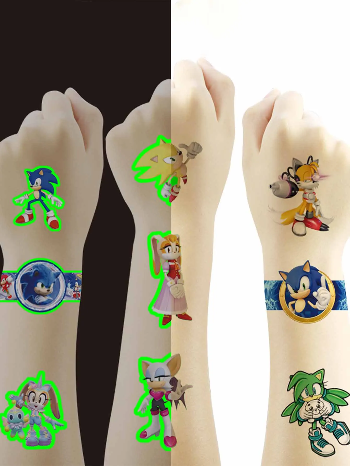 

Sonic luminous children's fake tattoo stickers, birthday stickers for girls, prizes for boys' activity classes, carnival rewards
