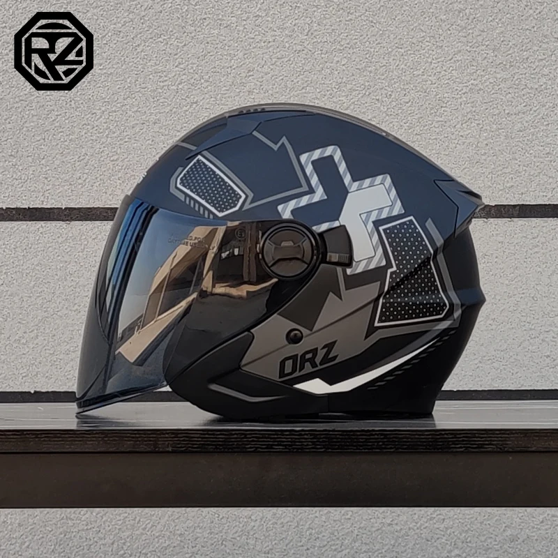 orz-大人用オートバイヘルメット、男女兼用、デュアルレンズセミカバーヘルメット、オールシーズン使用可能