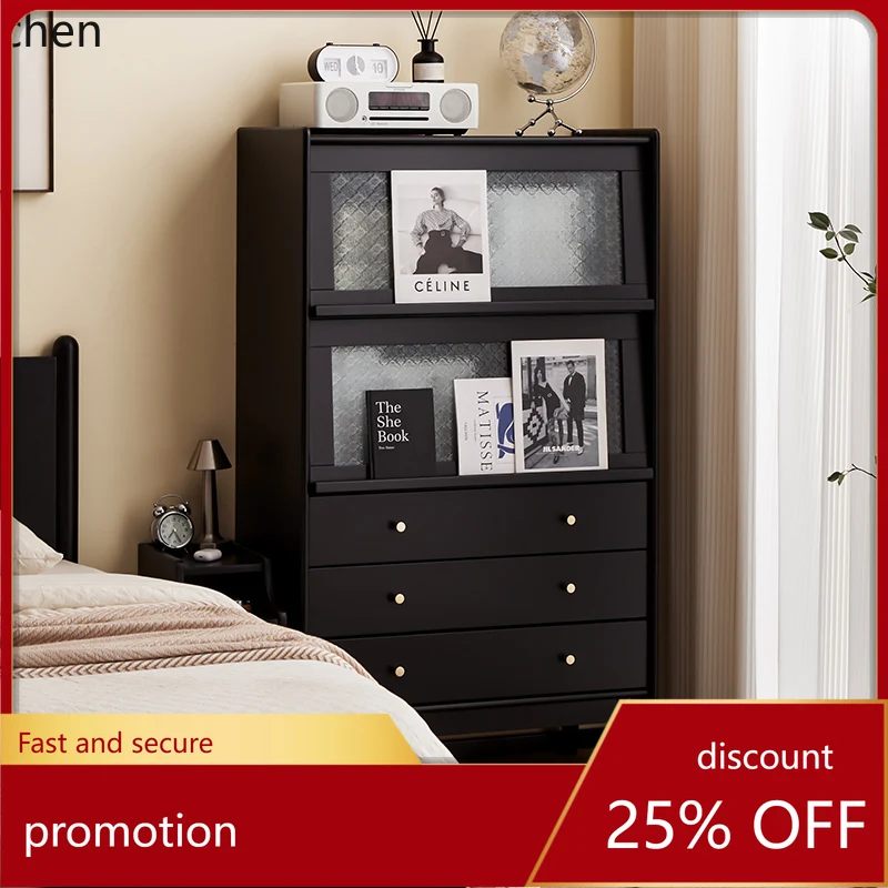 

HT solid wood chest cabinet locker living room chest bedroom storage cabinet drawer cabinet Nordic simplicity