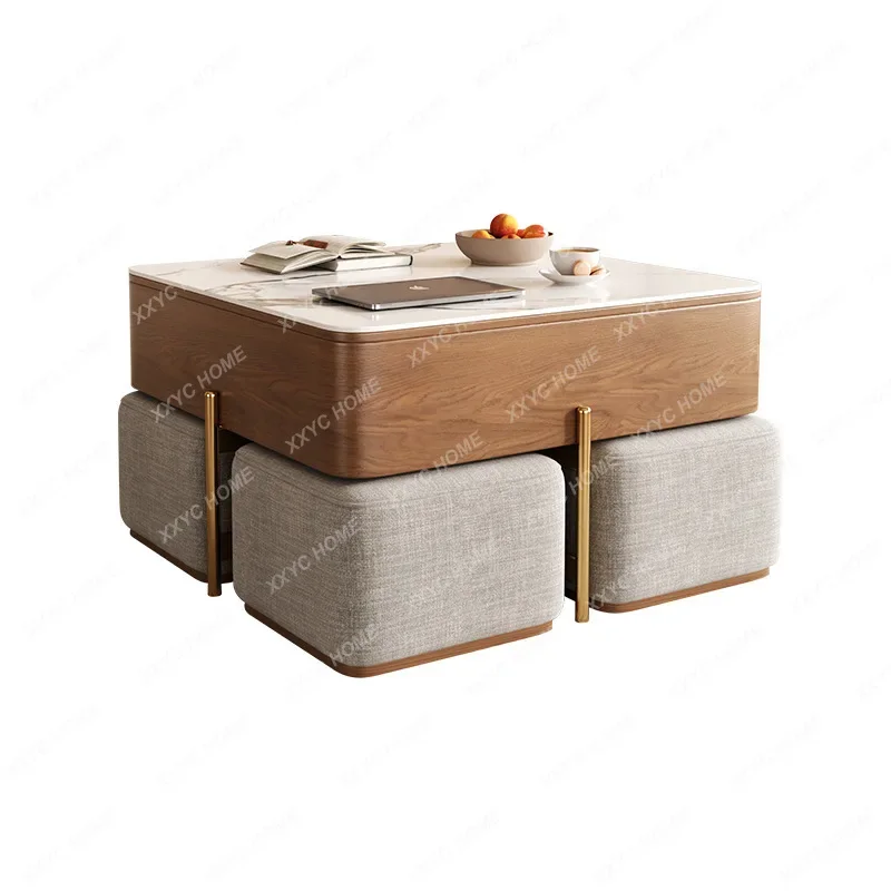 

Скандинавский многофункциональный журнальный столик из каменной плиты может поднять современный простой журнальный столик