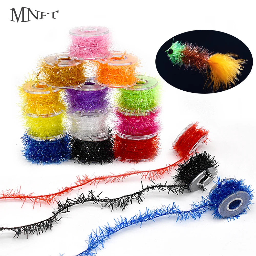 6 colores/paquete de oropel para atar moscas, línea de chenilla, línea de destello de cristal, Flash de cristal, materiales realistas para atar moscas para serpentina y ninfa