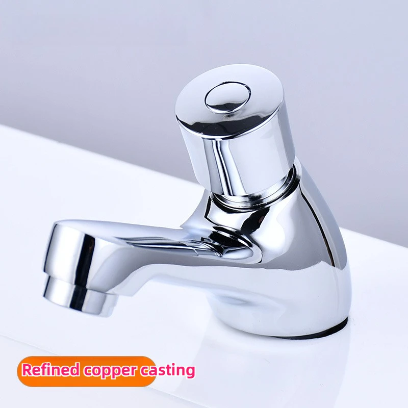 Auto Self Closing Water Saving Tap Bathroom Basin Cold Faucet Delay Push Button