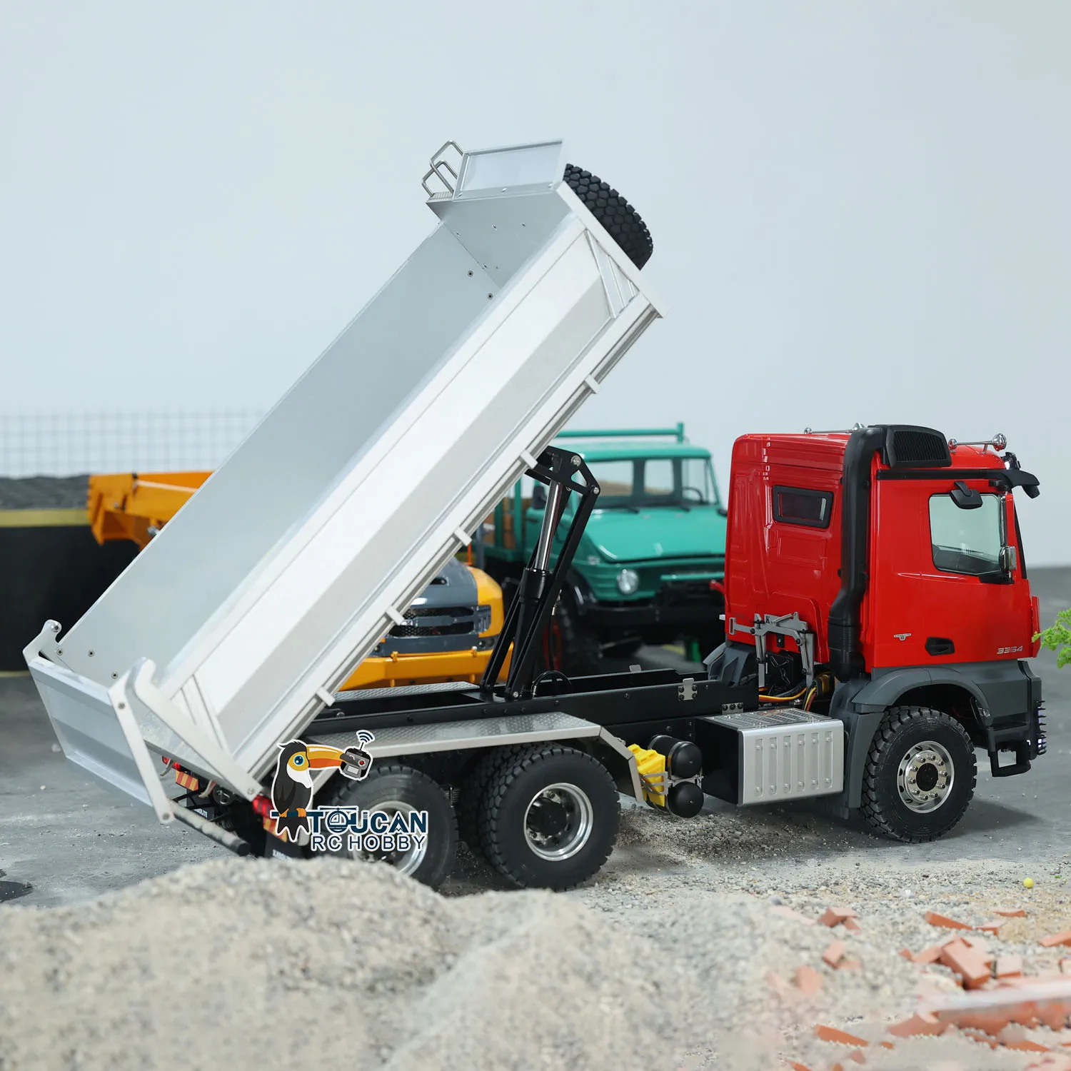 K3364 Kabolite 1/14 ไฮดรอลิก RC รถบรรทุก 6x6 สีแดง Tipper รีโมทคอนโทรลรถยนต์ประกอบแสงเสียงของเล่น TH22554