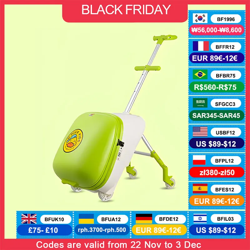 Upgrade One click disassembly Kids Luggage Can Sit to Ride Password Box Lazy Man Trolley Travel Bag Baby Boarding Suitcase