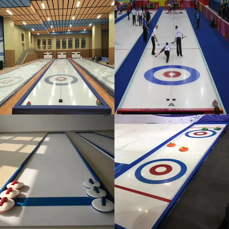 for Inflatable Curling Rink Game Board Set with Synthetic Stones Outdoor Sports Team Activity Fun Ice Curling Lane Toy