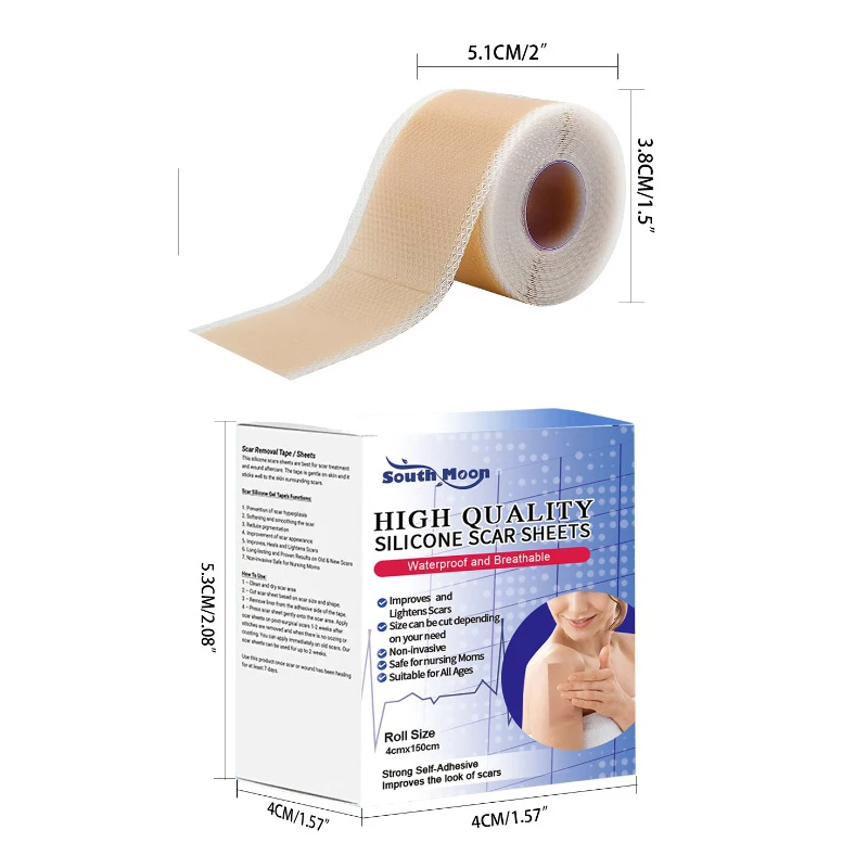 Silicone Scar Sheets Clear Scars Tape Strip Invisible Silicone Self-Adhesive Patches For C-Section Surgery Keloid Burn Acne