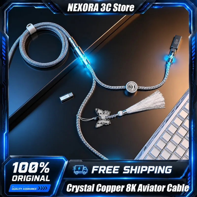 

Single Crystal Copper 8K Aviator Cable for Magnetic Axis Keyboard 1-to-2 Split Design RGB Coiled Cable High Speed Data Sync
