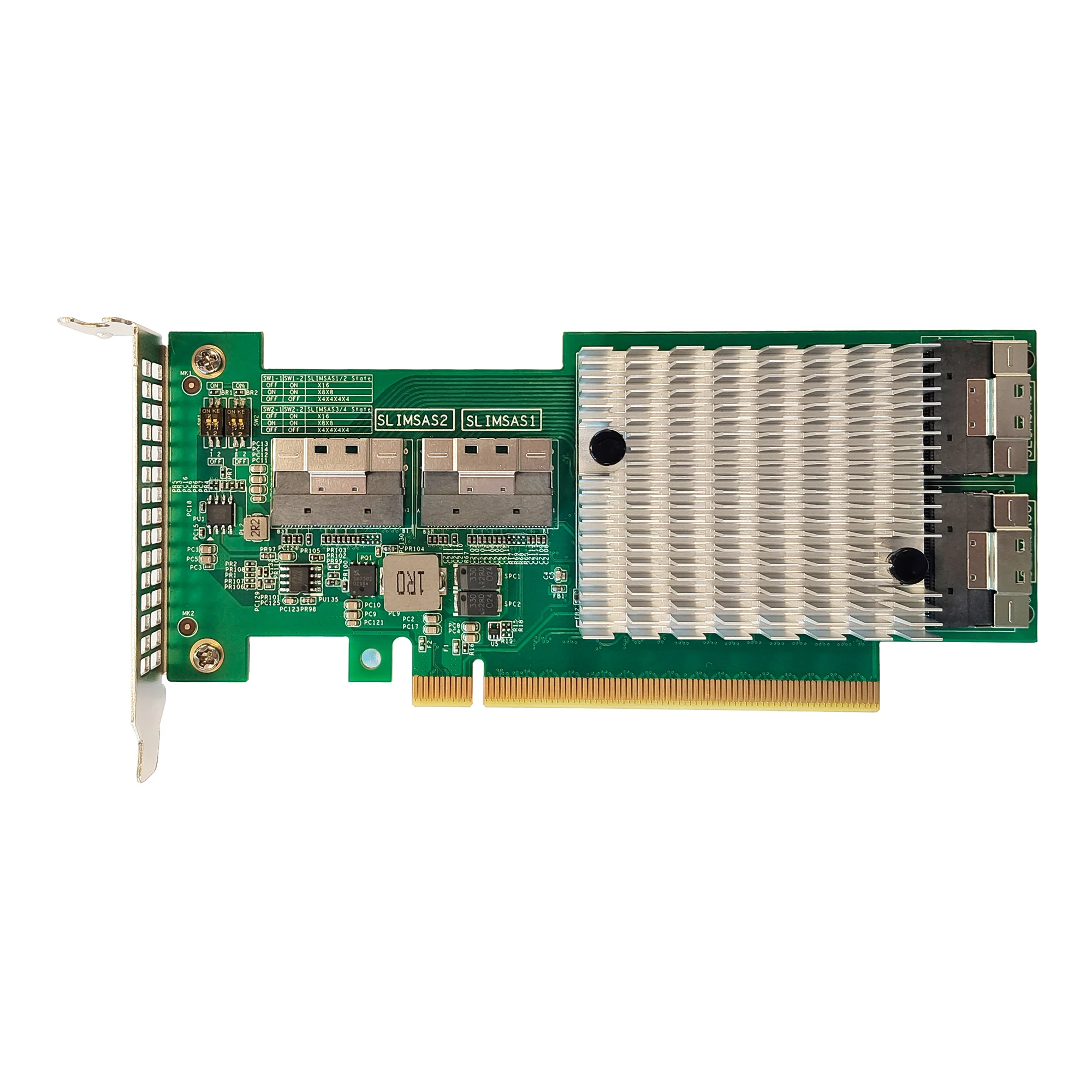 U.2 Expander Card PCIE X16 To 4*SFF8654X8 Expander Riser Card GEN3.0