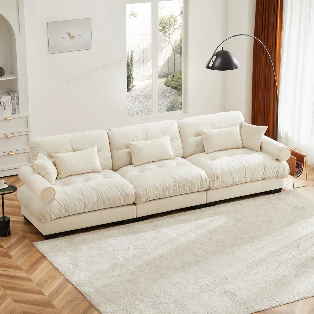 

Oversized Modular Sectional Sofa, 130Inch Comfy Velvet Cloud Couches, Loveseat Sofa with 5 Pillows, Round Bolster Armres