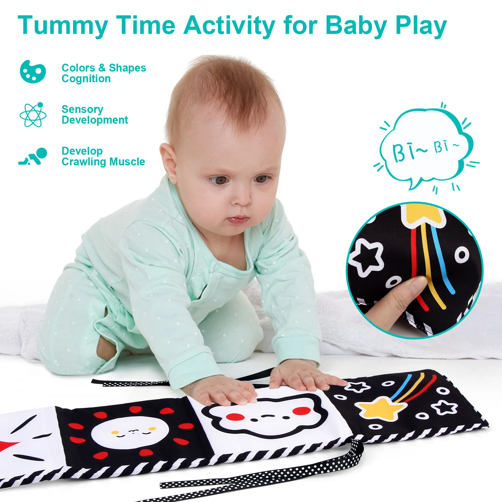 Baby Sensory Cloth Book High Contrast Baby Toys Newborn Crib Toys Black and White Animal Cloth Books 0-36 Months Montessori Toys