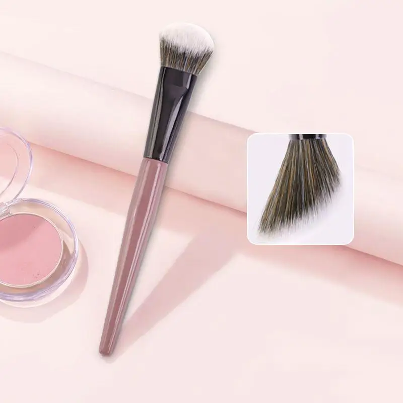 Escova de blush de cerdas macias para bochechas, pó portátil, blush, contorno facial, ferramenta de maquiagem para mulheres, meninas, iniciantes, ferramentas de maquiagem