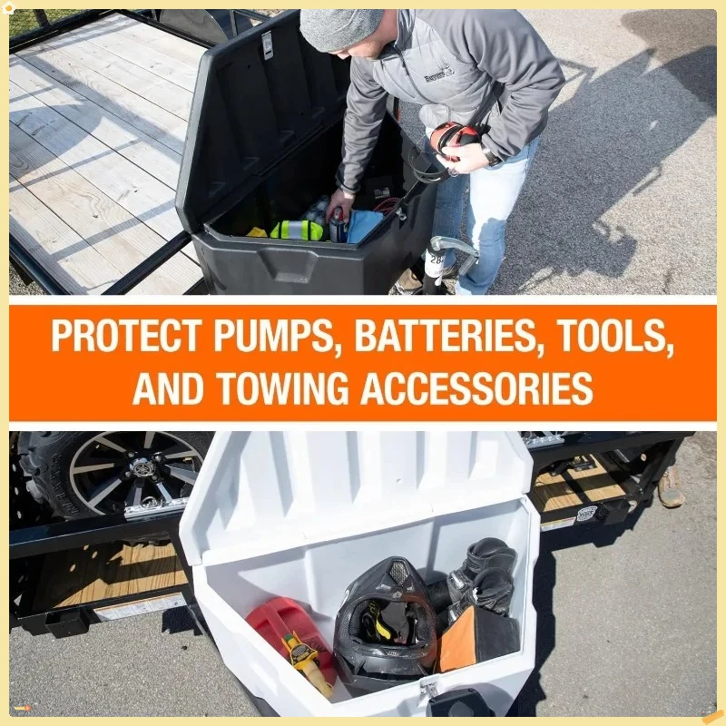 18x19x36" Black Poly Trailer Tongue Storage Box (1701680) - USA-Made, Tool/Cargo Organizer