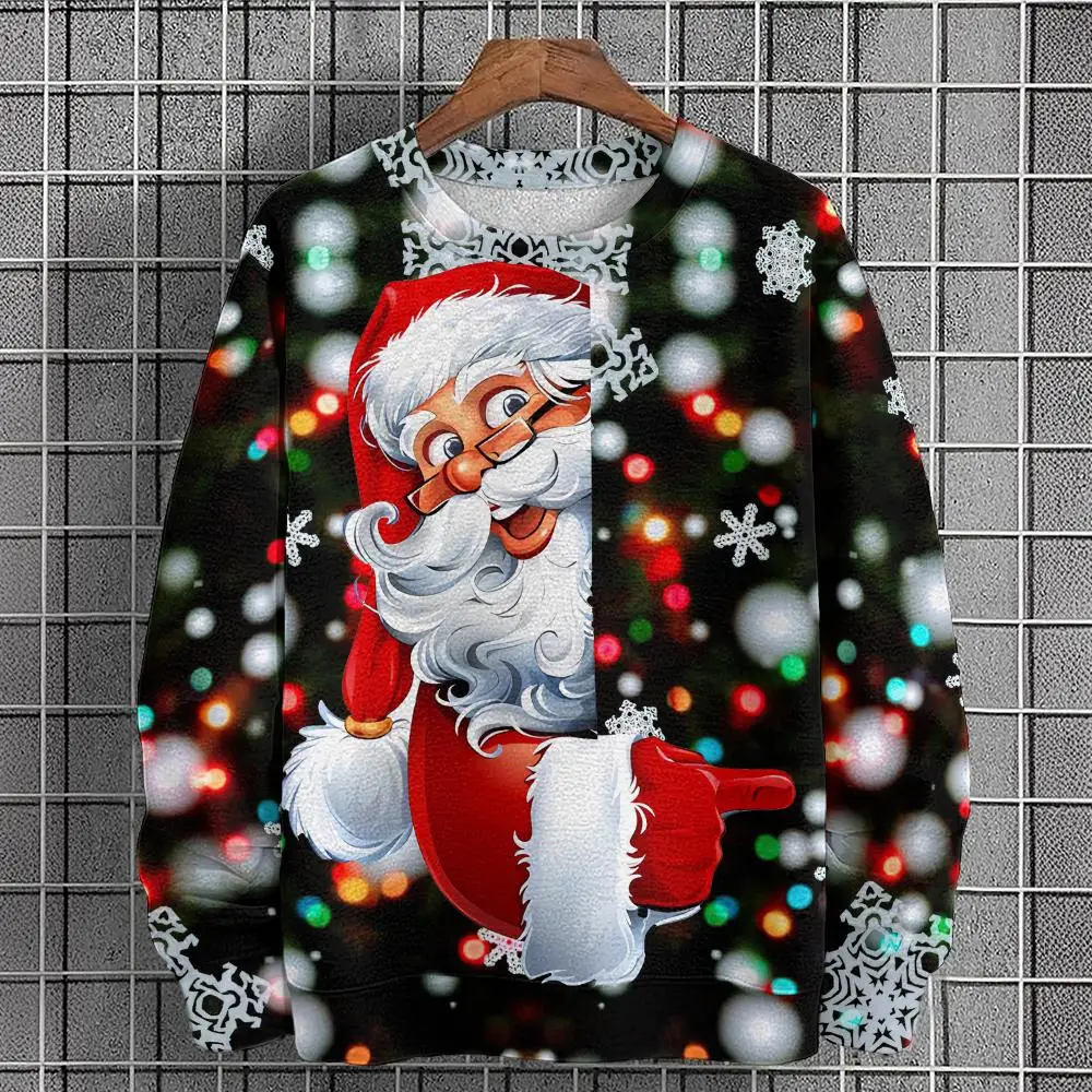 Funny 3D Santa Claus Print Men's Sweatshirts Fashion Trend Christmas Clothing Autumn Loose Pullover Casual y2k Hoodie X'mas Tops