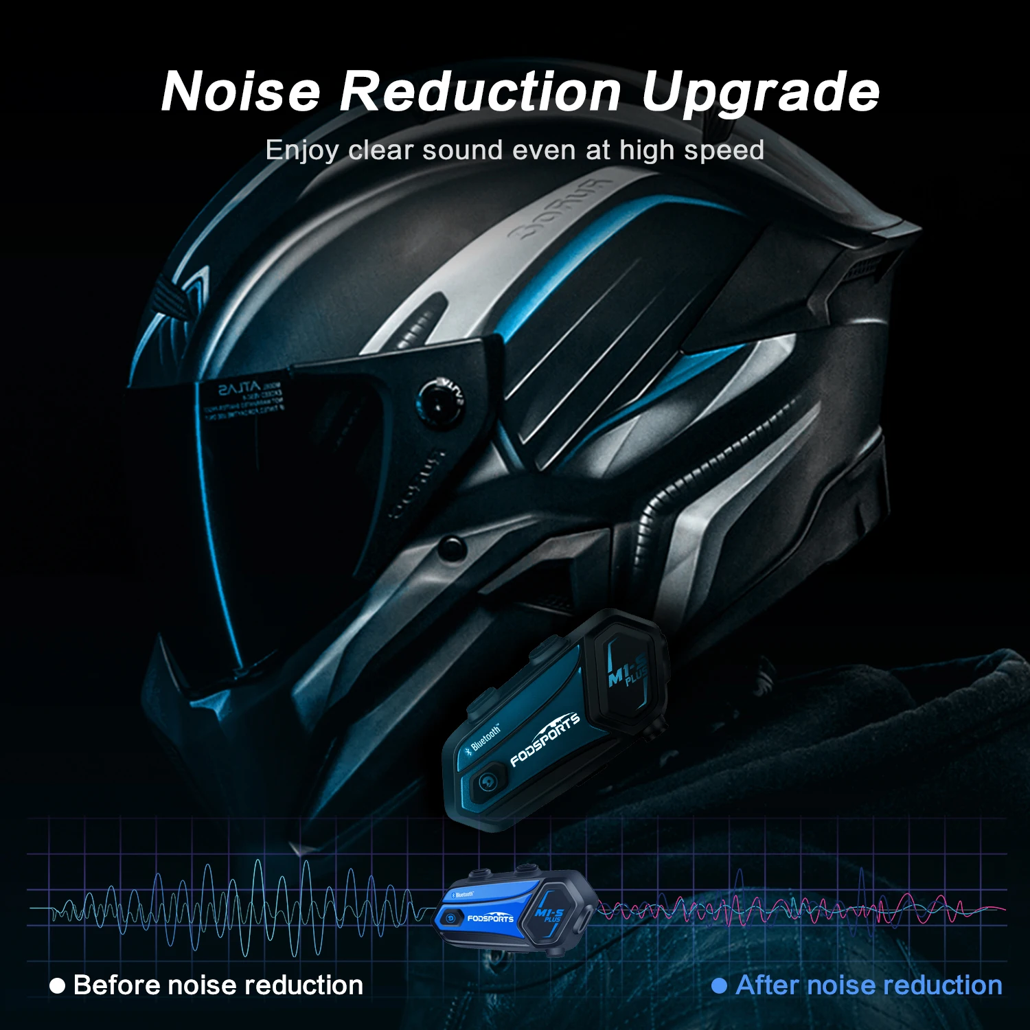 Fodsports M1-S Plus Motorcycle Intercom Helmet Bluetooth Headset 8 Riders 2000M