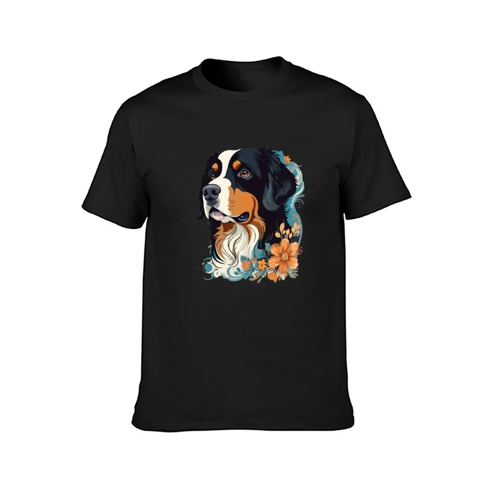 Bernese Mountain Dog - Stylized Swirls T-Shirt cute tops quick drying shirts graphic tees Blouse fruit of the loom mens t shirts