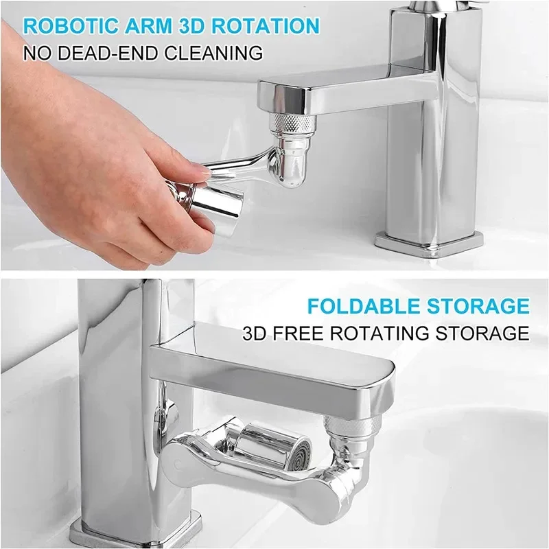 1080° Universal Rotation Faucet Aerator Bubbler Nozzle Kitchen Tap Sprayer Head Adaptor Washbasin Faucet Extender 1pc Metal