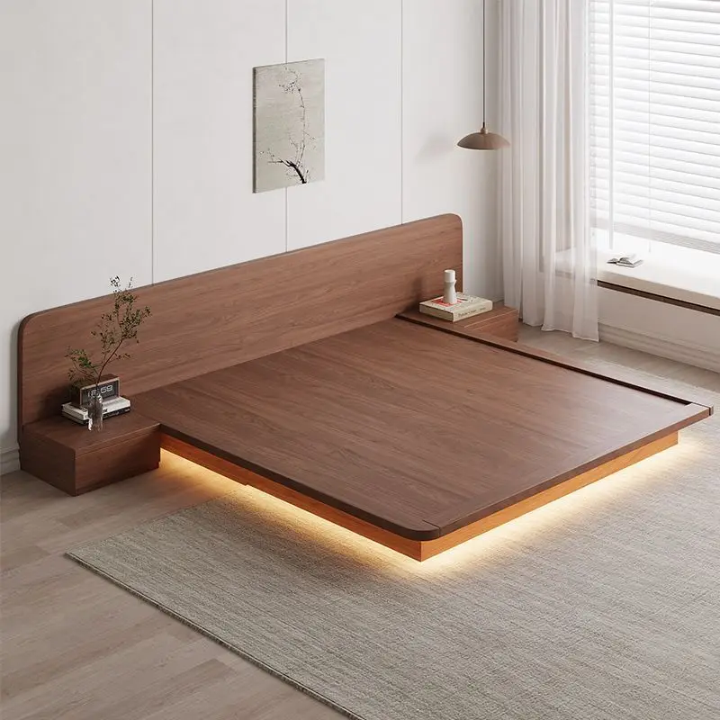 

Small apartment bedside table suspended bed medium ancient style space saving high box bed with lamp