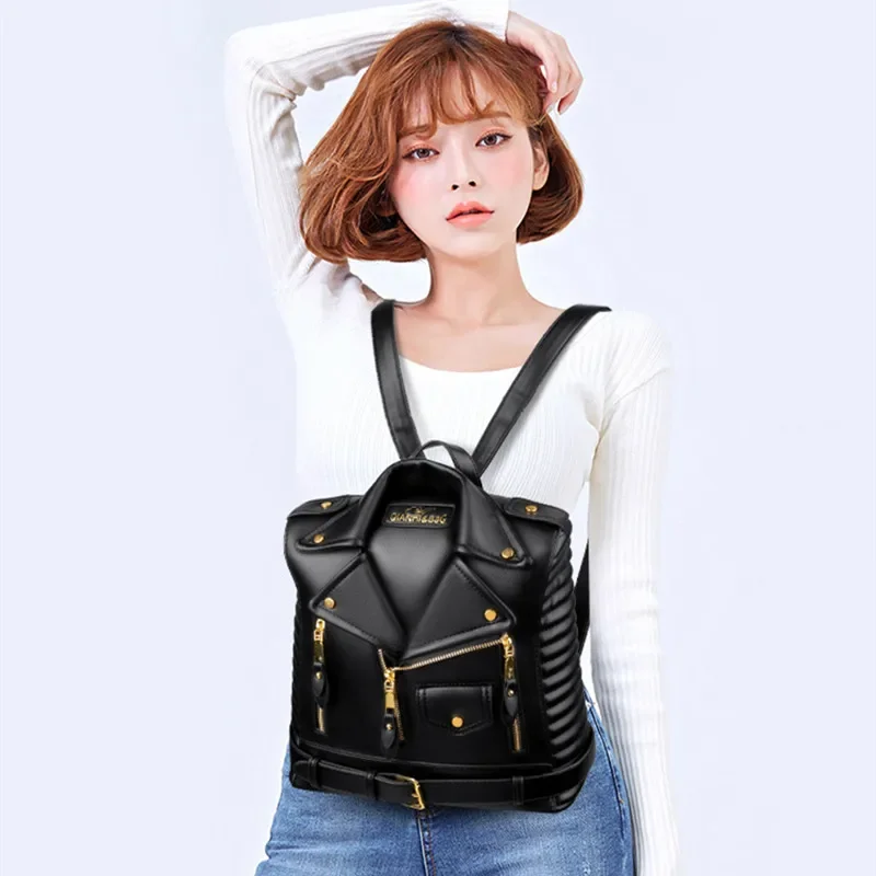 Anti Theft Zipper Women Backpack 2023 Motorcycle Shoulder Jecket Bag Travel Large Backpack Fashion Ladies Bagpack School Bags