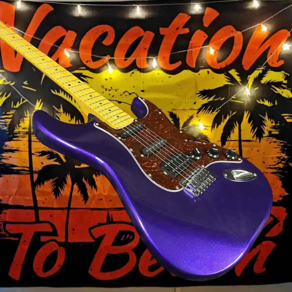 

Electric Guitar Metal Deep Purple ST 6 String SSH Pickup Peach Blossom Heart Wooden Body Mahogany Neck Rock Punk Single Shake