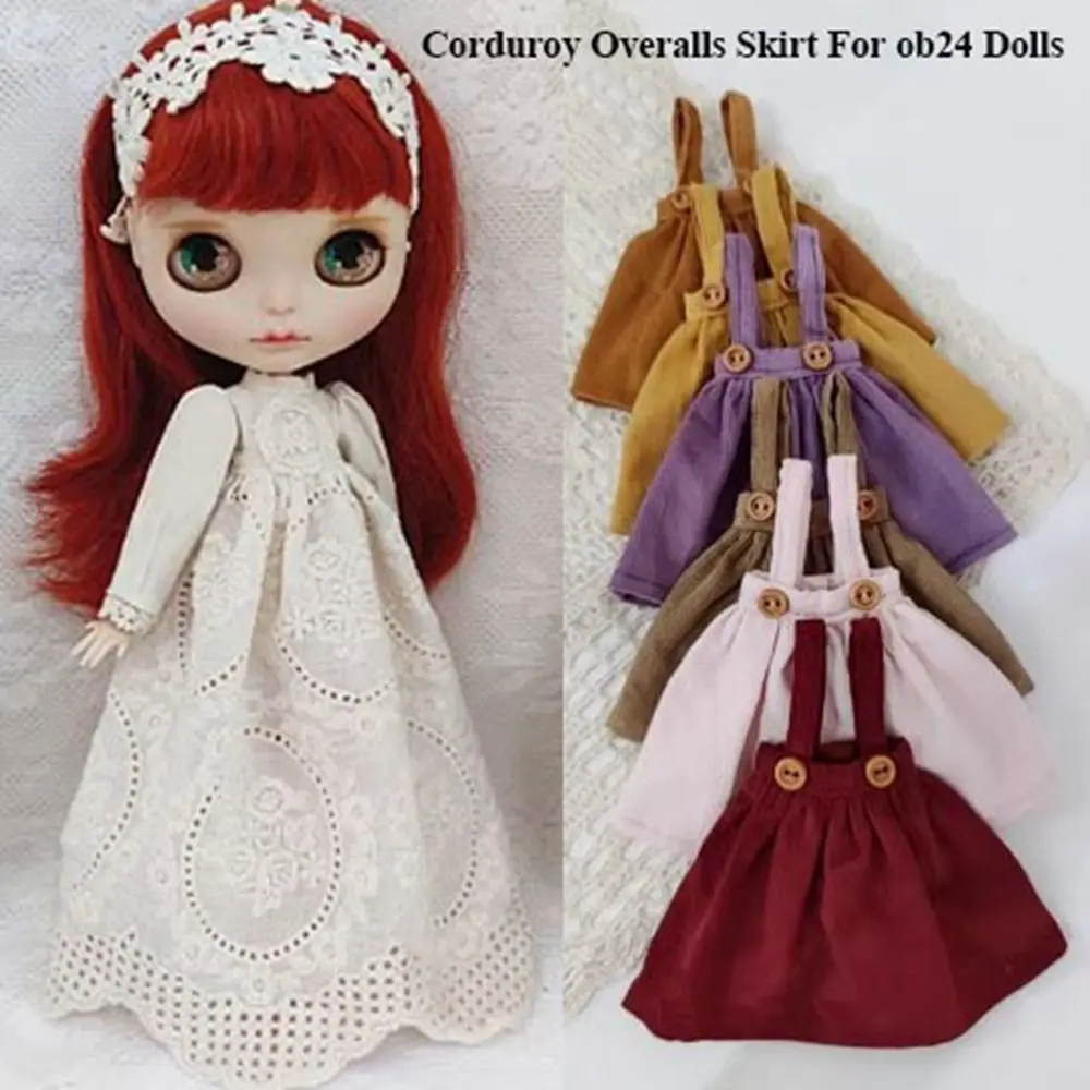 패션 코듀로이 오버올 스커트 미니 DIY 액세서리 롱 스커트 드레스 귀여운 인형 옷 아존 ob24 인형 블라이스 인형용
