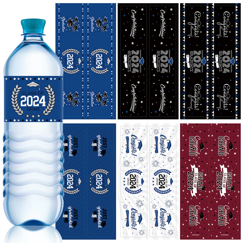 

120PCS/Pack Graduation Water Bottle Labels,Class Of 2024 Water Bottle Graduation Party Wrappers,Personalized Decoration Stickers