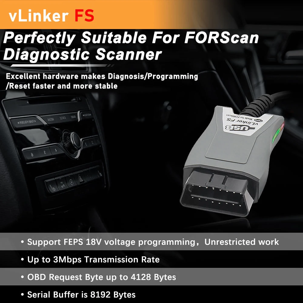 FORScan VLinker FS ELM327 OBD2 Scanner For Ford Mazda OBDII Car Diagnostic Tools ELM 327 OBD 2 HS/MS-CAN Code Reader Auto Tester