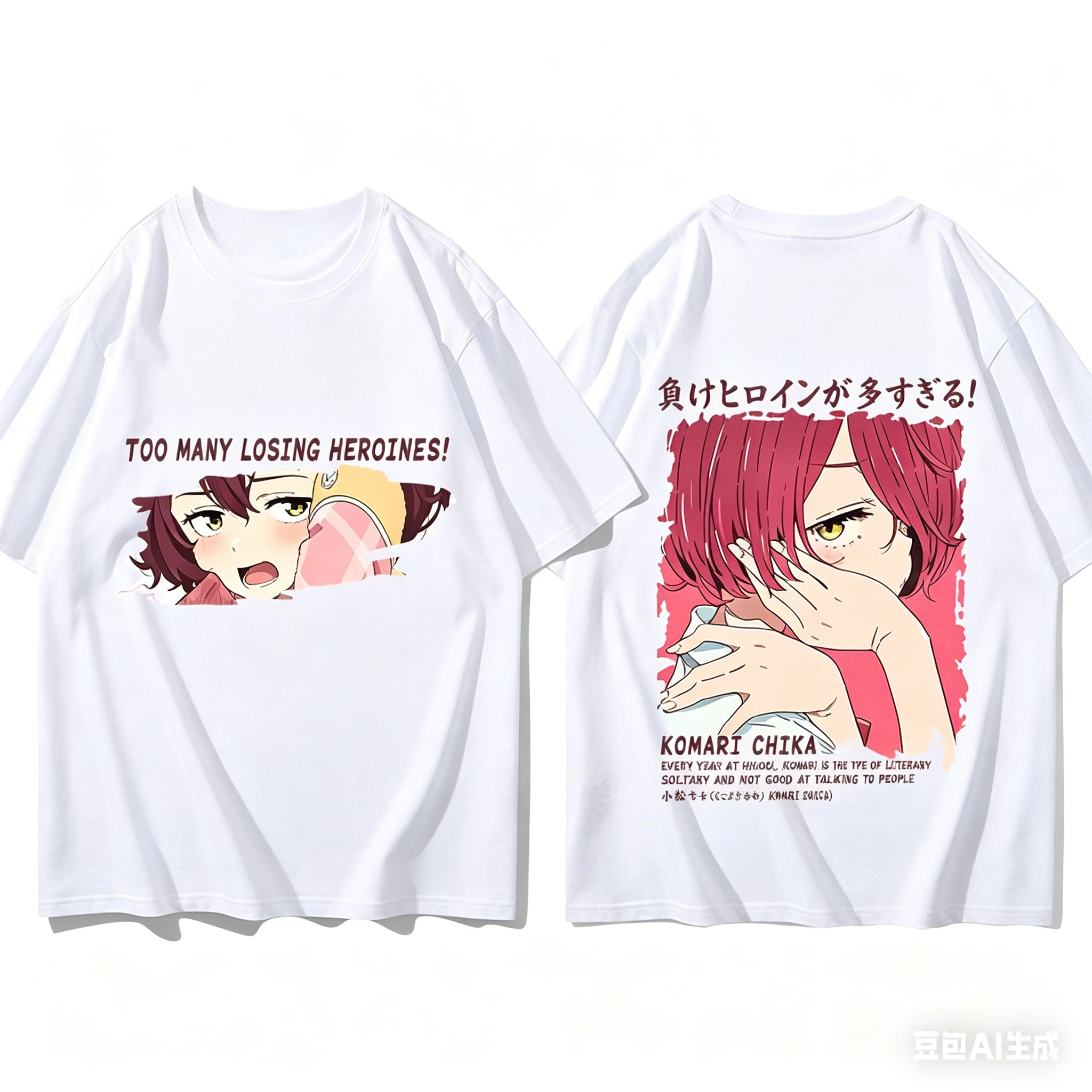 Makeine ¡Demasiadas heroínas fracasadas! Camiseta de algodón con personalidad, estilo oversize, nuevo modelo, camiseta de anime, ropa para todo el año, estilo retro