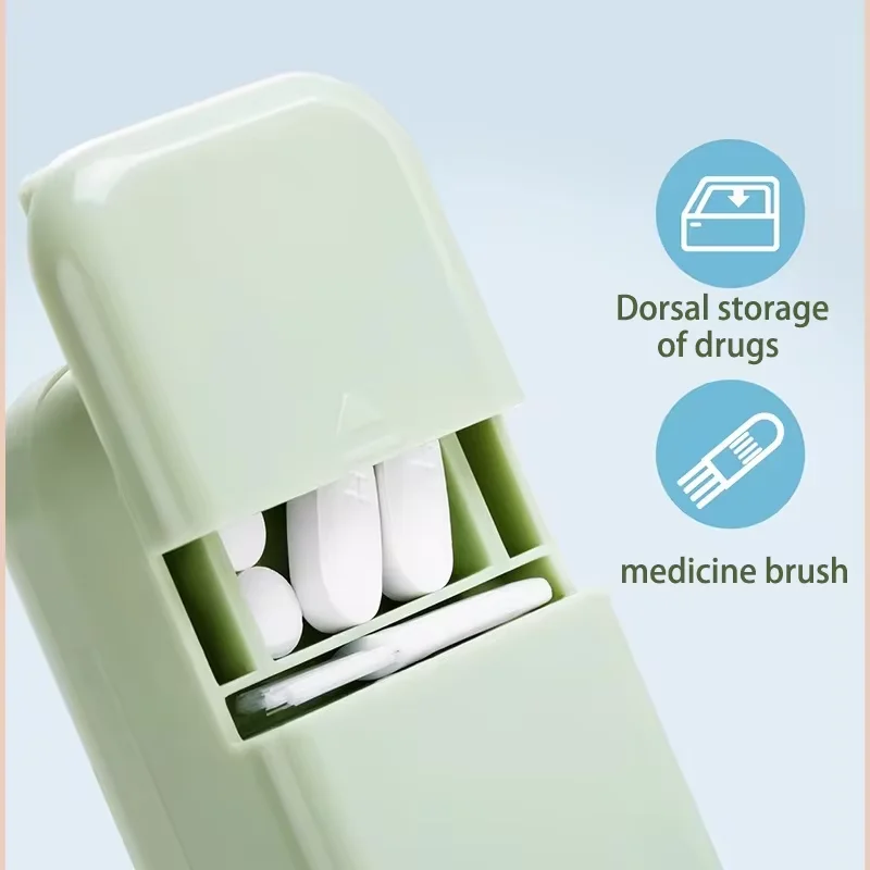 

Портативные разветвители для таблеток, дорожные многофункциональные футляры для таблеток, необходимая домашняя коробка для хранения таблеток с лезвием из нержавеющей стали, маленькая кисточка